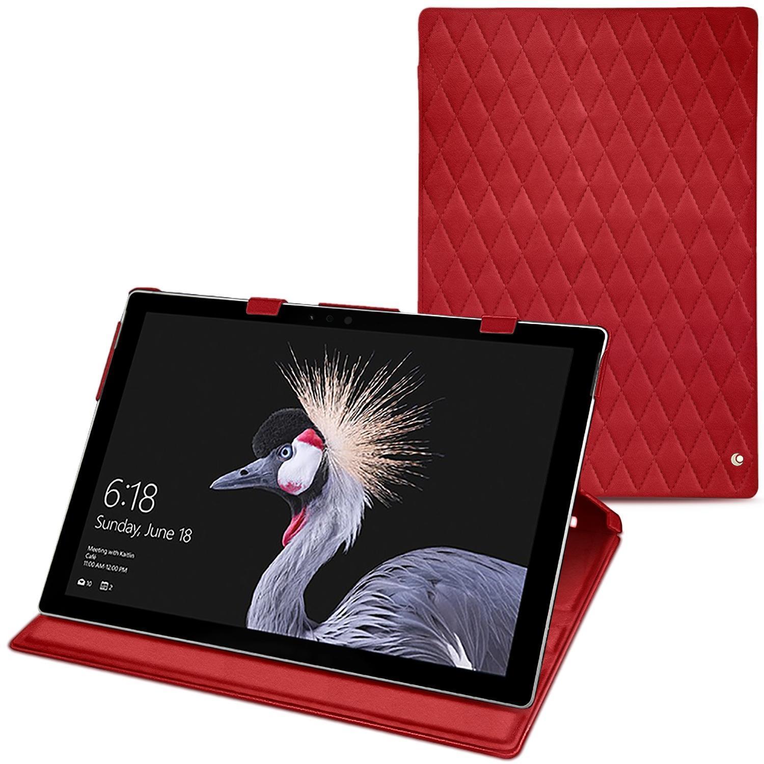 Noreve Lederschutzhülle vertikal (Surface Pro (2017)), Tablet Hülle, Rot