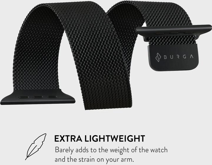 Actual product image Burga Apple Watch Band Metal Mesh Black 38mm / 40mm / 41mm (Milanaise RVS vlechtwerk)