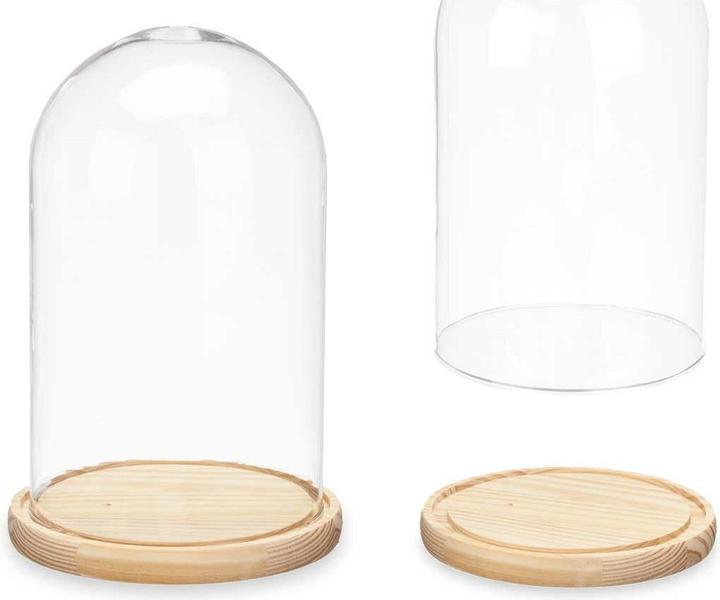 Actual product image Giftdecor glass dome with wooden base 15 diameter x 25cm (17 x 17 x 25 cm)