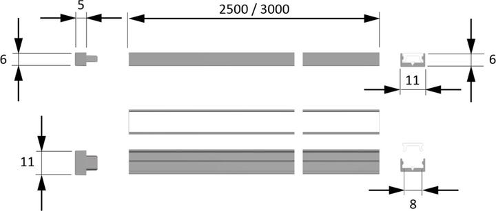 Produktbild Halemeier ChannelLine i schwarz opal 10er Set L=2500 Alu-und Abdeckprofil