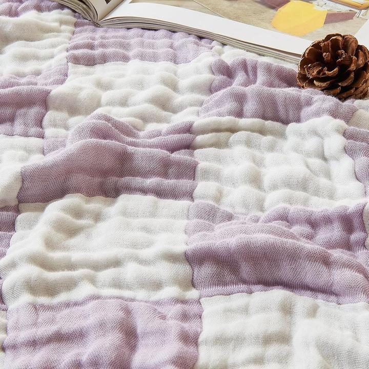Image du produit Milkii 6-lagige Musselin Decke, 180x140 cm - Lila/ Weiss (180 x 140 cm)