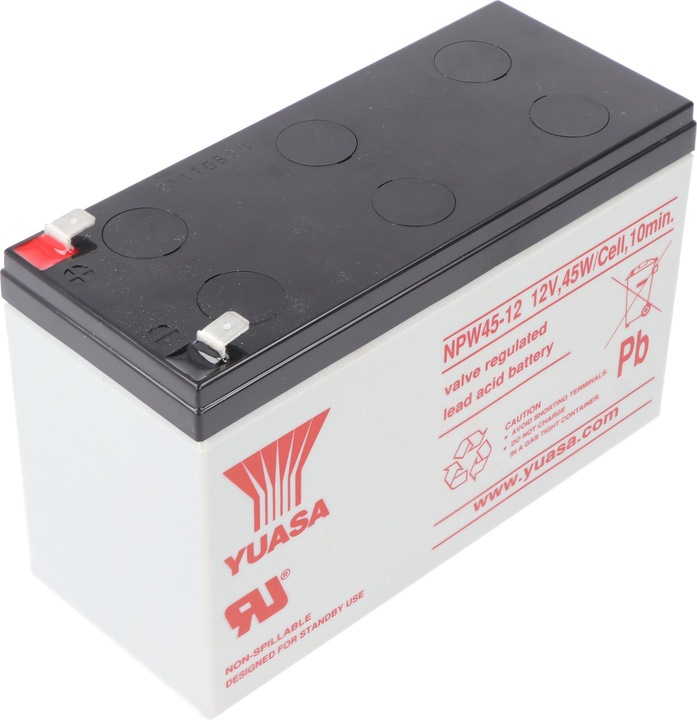 Actual product image Yuasa NPW45-12 Lead PB battery 12 Volt, 8500mAh with Faston 6.3 mm contacts (12 V, 8.50 Ah)