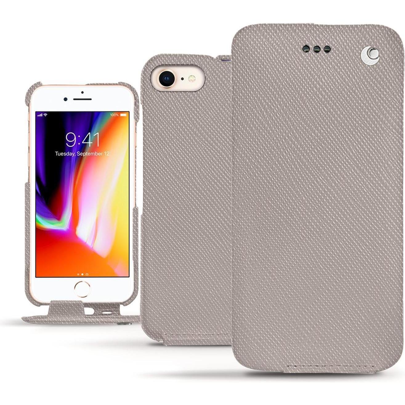 Noreve Lederschutzhülle vertikal (Apple iPhone 8), Smartphone Hülle, Beige