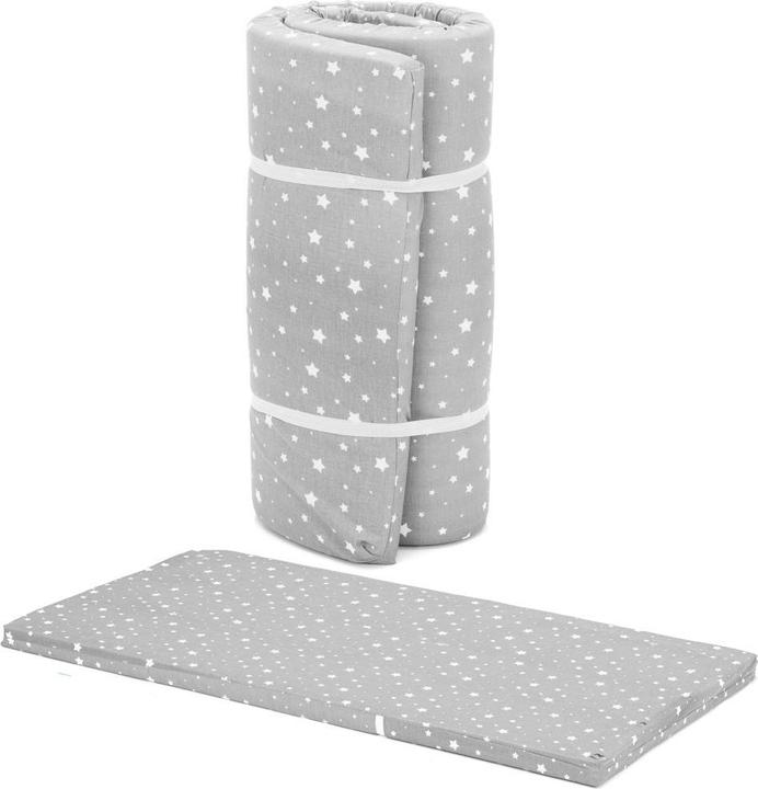 Fillikid Reisebettmatratzen Reisebett-Rollmatratze 120 x 60 cm - Sterne Grau (120 x 60 cm)