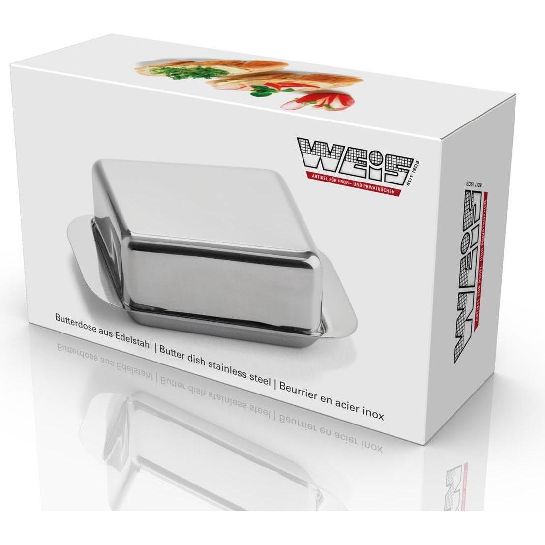 Thumbnail - Weis Butterdose für 125g Butter 12,5x7,5x4,5cm Edelstahl, Vorratsbehälter, Grau