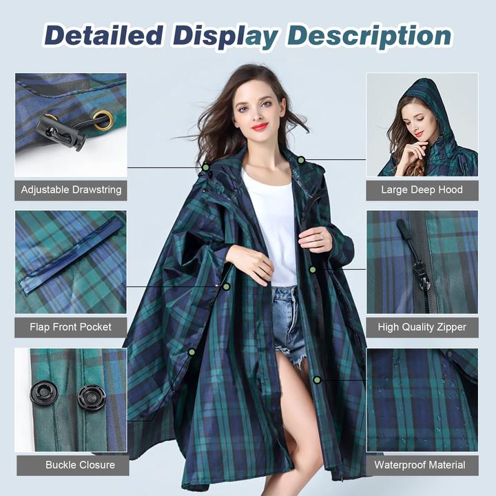 Produktbild Alopini Regenponcho Atmungsaktives Regencape Leichte Regenjacke Regenjacke Regenmantel als Picknickdecke