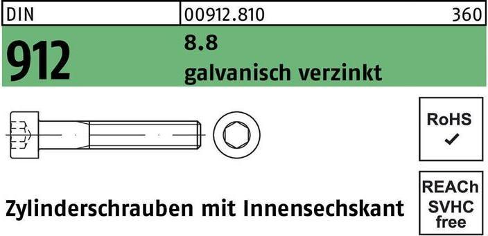 Actual product image Cheese head screw DIN 912 with hexagon socket M 20 x 100 8.8 galvanised (25 Screws per piece)
