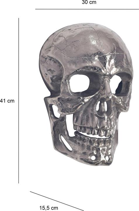 Produktbild FineBuy Wanddeko Totenkopf 41 cm Aluminium Schädel Wohndeko Dekoration Modern