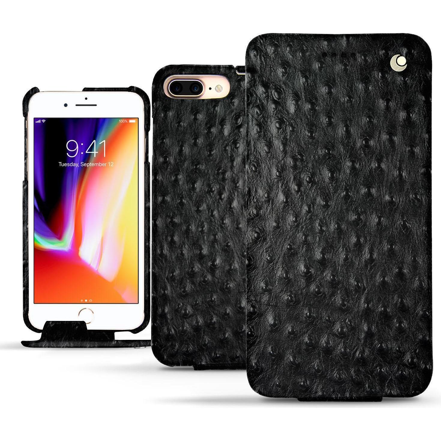 Noreve Lederschutzhülle vertikal (Apple iPhone 8 Plus), Smartphone Hülle, Schwarz