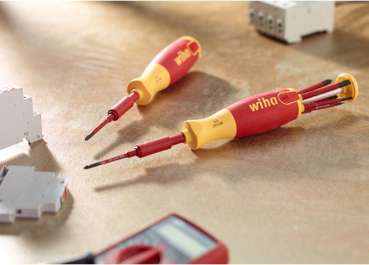 Productafbeelding Wiha 2831-09023 LiftUp electric sleuf / PZ / PZ PlusMinus 6stSchroevendraaier met bitmagazijn LiftUp e (Gleuf, Kruisvormig PZ)
