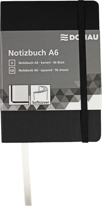 Produktbild Donau Notizbuch A6 kariert 192 Seiten Leder-Imitat schwarz (A6, Kariert)