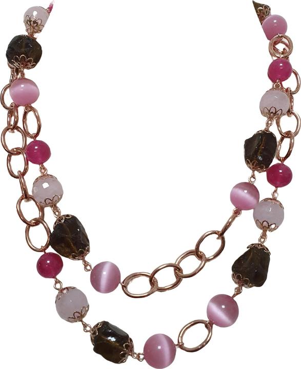 L'Officiel Collana rosa con agate colorate