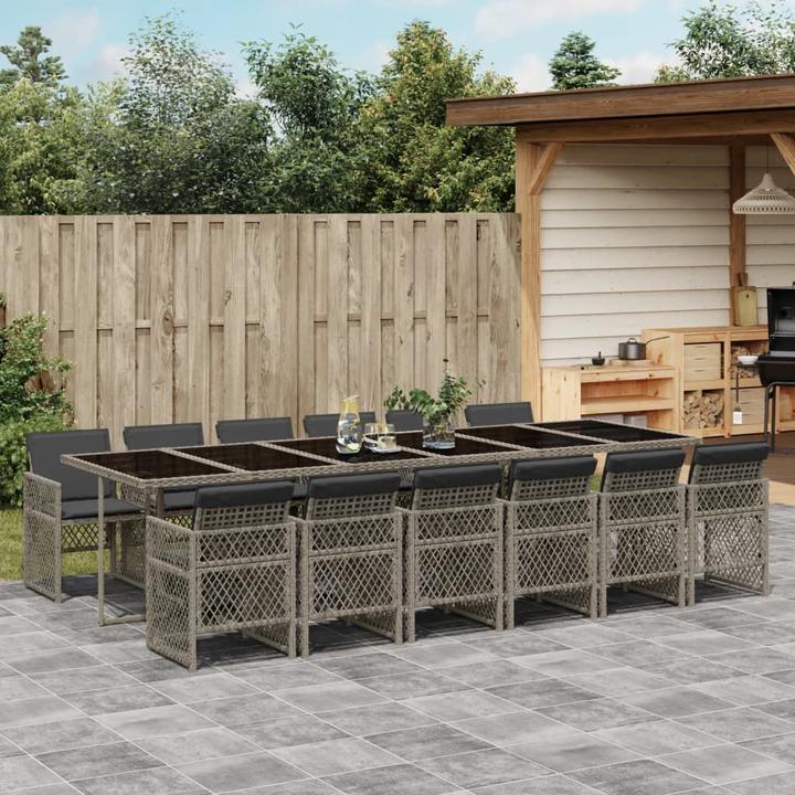 Immagine prodotto vidaXL Mobili da giardino set da pranzo set da giardino gruppo di sedute 13 pezzi in poly rattan grigio (330 cm)