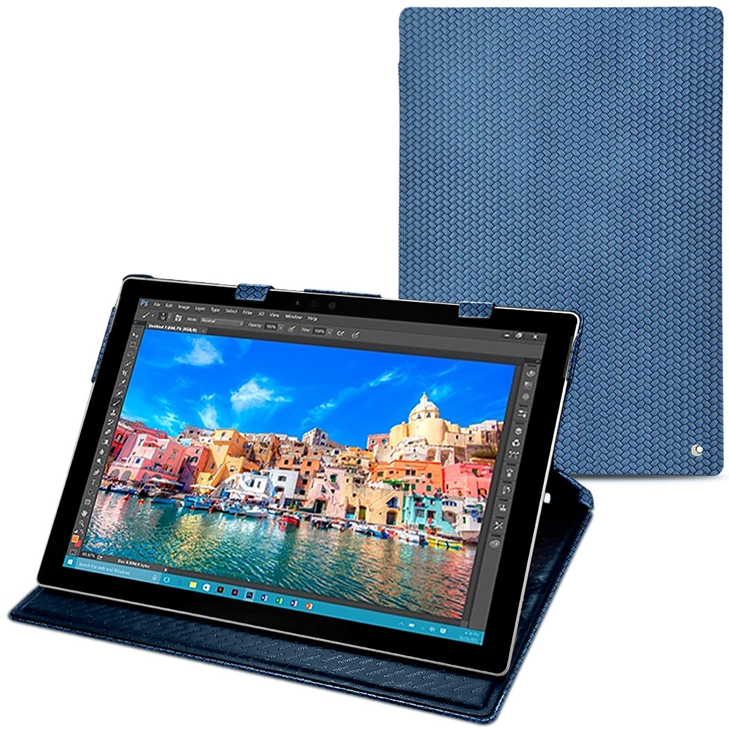 Noreve Lederschutzhülle vertikal (Microsoft Surface Pro 4), Tablet Hülle, Blau