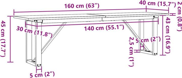 Image du produit vidaXL Couchtisch (160 x 40 x 45 cm)