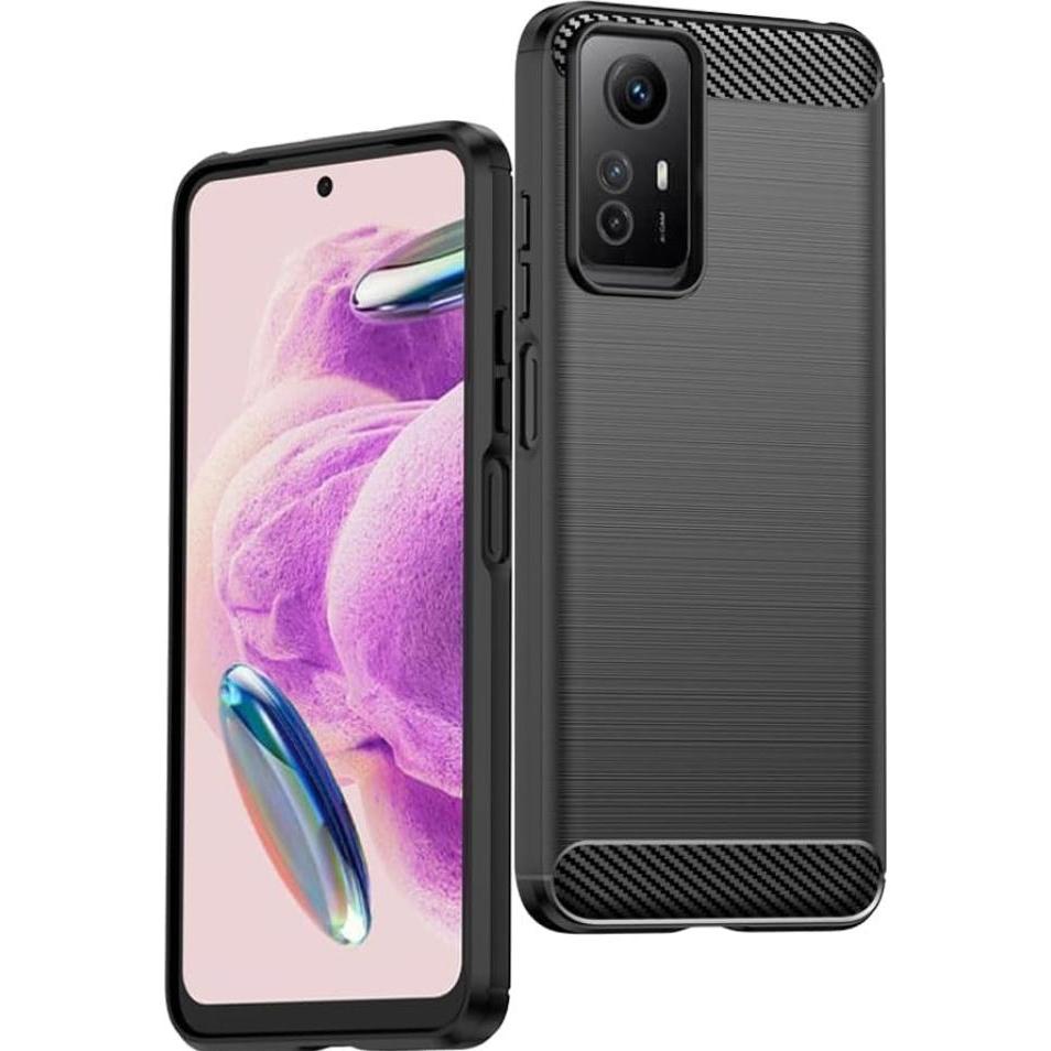 Screenguard Xiaomi Redmi Note 12S Hülle Carbon Brushed Soft TPU (Xiaomi Redmi Note 12S), Smartphone Hülle, Schwarz