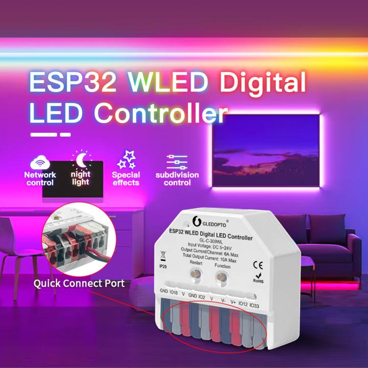 Image du produit Gledopto ESP32 WLED Ultra-Mini Controller 5-24V DC mit MIC GL-C-310WL