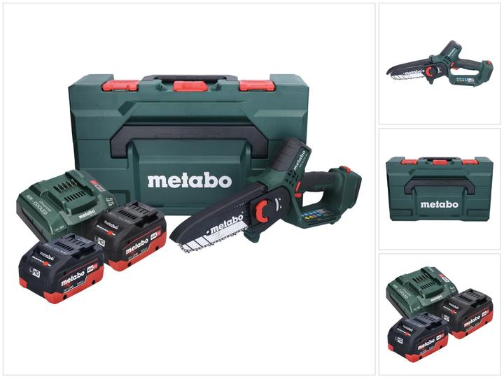 Produktbild Metabo MS 18 LTX 15 Akku Gehölzsäge 18 V 15 cm 5 m/s + 2x Akku 5,5 Ah + Ladegerät + metaBOX