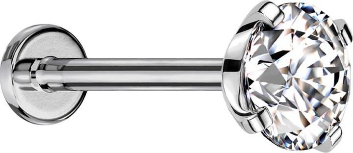 Produktbild Star Piercing Micro Threadless Labret silber mit Kristall silber gefasst (Titan, ohne Messing)