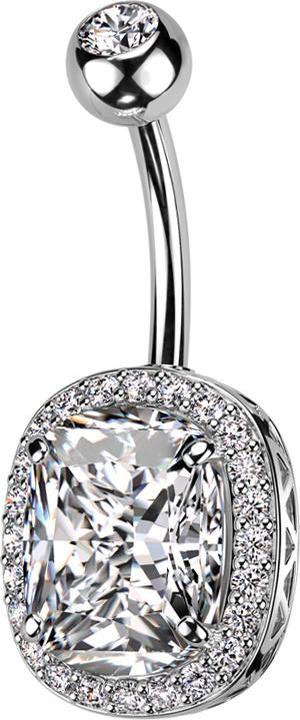 Immagine prodotto Star Piercing Banana d'argento con cristallo a sfera d'argento e cristallo grande d'argento (Ottone, Acciaio chirurgico 316L)