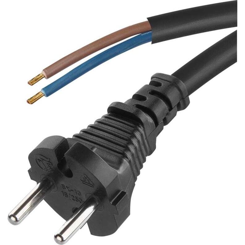 Emos Netzkabel Gummi 2x 1,5mm2, 5m, schwarz (5 m), Stromkabel