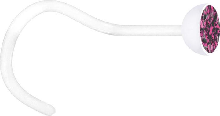 Produktbild Star Piercing Steriler Nasenstecker gebogen transparent Halbkugel Kristall pink (Kunststoff, ohne Messing)