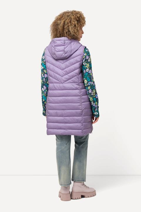 Image du produit Ulla Popken Longue veste matelassée sans manches. Capuche et fermeture zippée sur les côtés. Col montant. (46, 48)