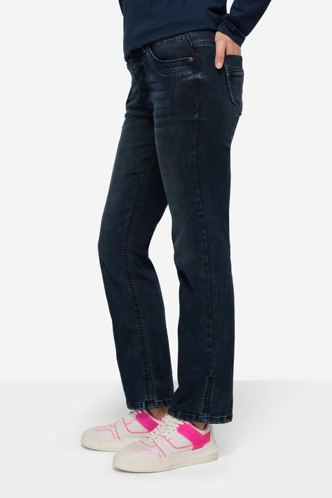 Image du produit Laurasøn Jeans, Straight Fit, 5-Pocket, Saum-Umschlag mit Schriftzug (44)
