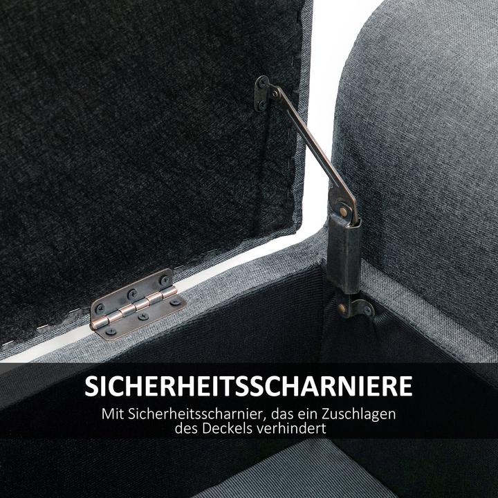 Actual product image Homcom Sitzbank Polyester, Gummiholz Hellgrau+Schwarz (44 cm)