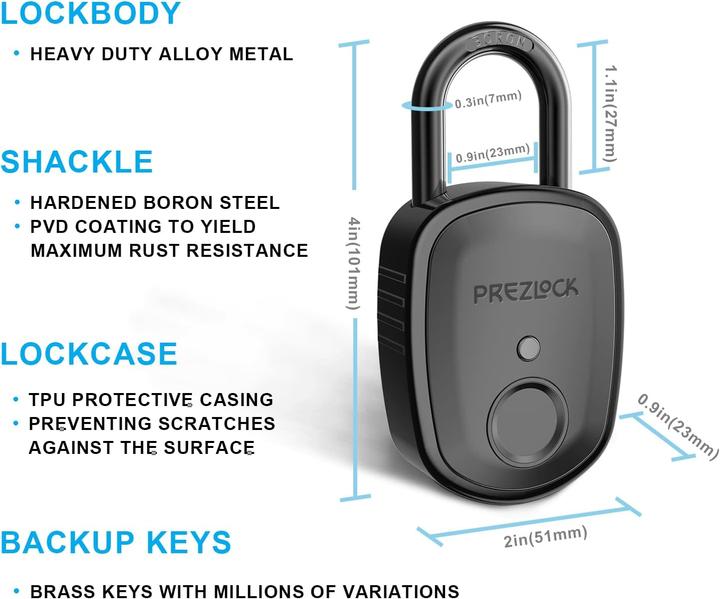 Image du produit Prezlock Fingerabdruck-Vorhängeschloss