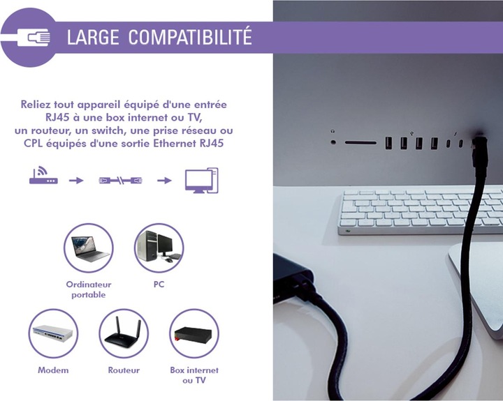 Actual product image Force Power Ethernet Kabel RJ45 Geflochten S/FTP 5m (S/FTP, CAT8.2, 5 m)