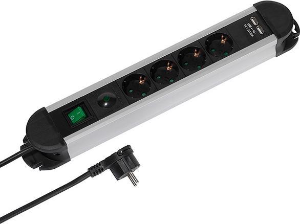 Image du produit Vivanco Bloc multiprises à 4 voies avec USB 37658 EPLS 4USB ALU Chargeur USB+protection contre la (4 x, CEE 7/3, 1.60 m)