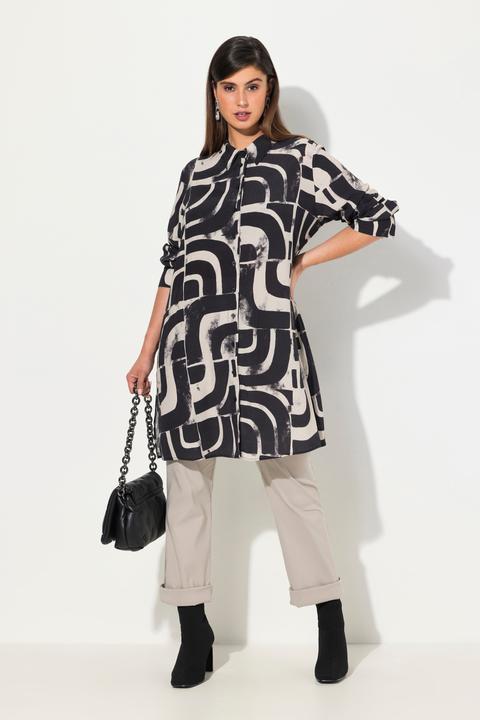 Produktbild Ulla Popken Longbluse, grafischer Druck, Hemdkragen, Langarm (58)