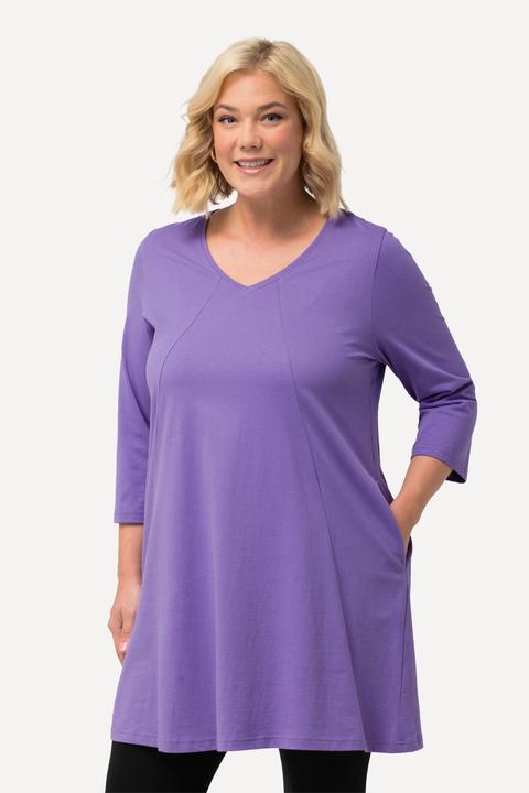 Produktbild Ulla Popken Longshirt, Ziernähte, A-Linie, V-Ausschnitt, 3/4-Arm (46, 48)