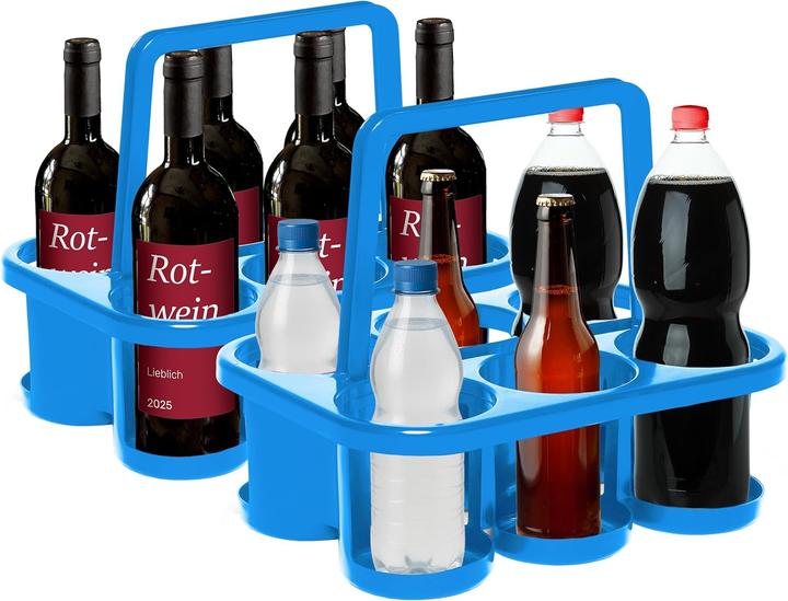 Immagine prodotto Novaliv 4X Flaschenträger für 24 Flaschen - Stabiler Halt - Getränkekorb Kunststoff, Stapelbar, 32x2