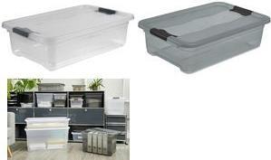 Actual product image keeeper Storage box "cornelia", 33 litres, transparent Box and lid: transparent / Clips: black (79.5 x 39.5 x 17 cm, 33 l)