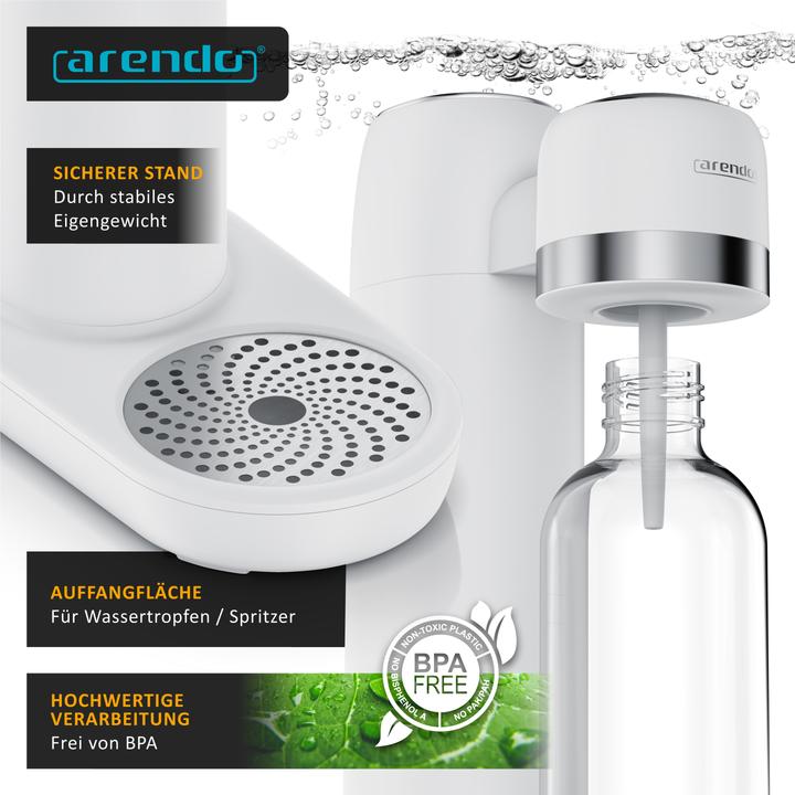 Produktbild Arendo Wassersprudler Soda Streamer + 2x 1000ml Flasche, Soda Maker mit Wasserflaschen für 60l CO2 Zylinder