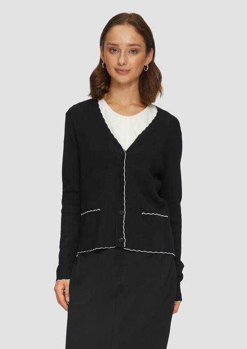 Produktbild s.Oliver Strickjacke Strickjacke mit V-Ausschnitt und Kontrastnähten (40)