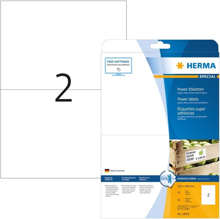 Actual product image HERMA Power labels A4