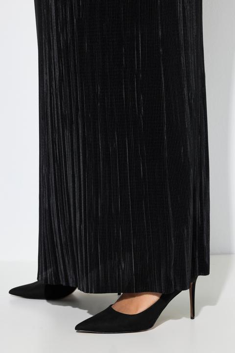 Produktbild Ulla Popken Plissee-Maxikleid, elastischer Ausschnitt, schulterfrei (54)