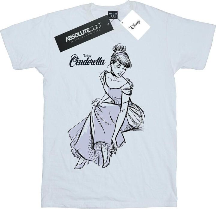 Actual product image Disney Womens/Ladies Cinderella Slipper Sketch Cotton Boyfriend T-Shirt (3XL)