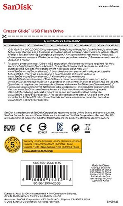 Actual product image SANDISK Cruzer Glide (256 GB, USB-A)