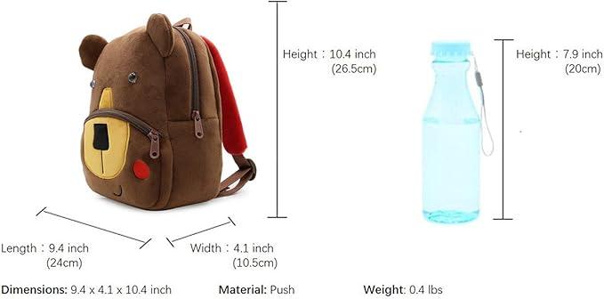 Immagine prodotto Only-Bags.Store Zaino in poliestere per la scuola, zaino in peluche con animali simpatici, borsa piccola per le