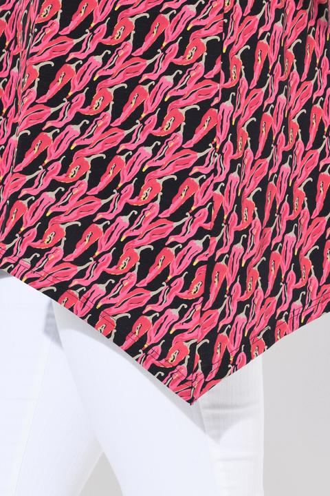 Actual product image Ulla Popken Pepper Print Short Sleeve V-Neck Tee (58)