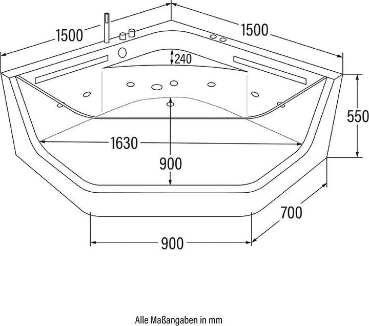 Actual product image Home Deluxe Whirlpool bath INFINITY XL coloured light therapy - 150x150x55cm (240 l, 150 cm, 150 cm)