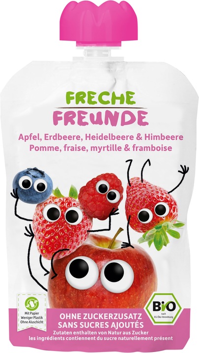 Produktbild Freche Freunde Apfel, Erdbeere, Blaubeere & Himbeere (100 g)