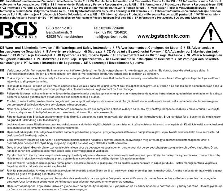 Produktbild BGS Winkelschlüssel-Satz Innensechskant 2 - 10 mm 8-tlg. (Innensechskant)