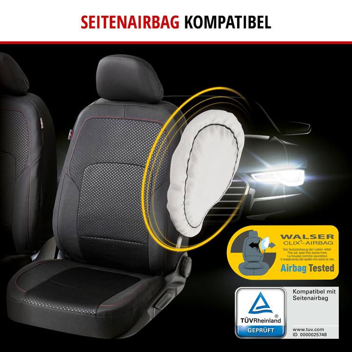 Actual product image Walser Premium Logan car seat covers with zip, ZIPP-IT seat covers, front