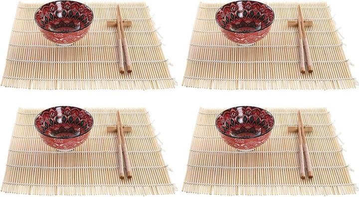 Produktbild DKD Home Decor Sushi-Set 14,5 x 14,5 x 31 cm Pink Mandala Steingut Orientalisch (16 Stücke) (16 Stk.)