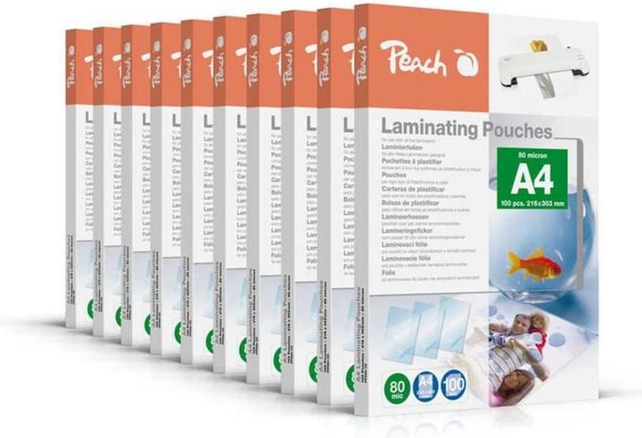 Produktbild Peach Laminierfolie A4 A4, 80 µm, 1000 Stück, Keine (A4, 1000 Stk., 80 µm)